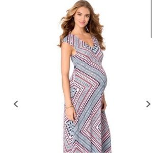 Jessica Simpson Aztec Print Maternity Maxi Dress M